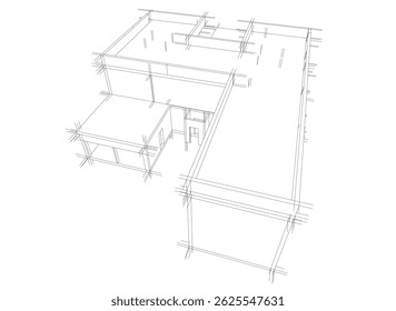House building sketch architectural 3d illustration