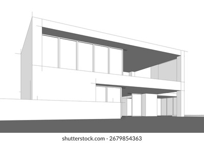 Casa edifício esboço arquitetura 3d ilustração