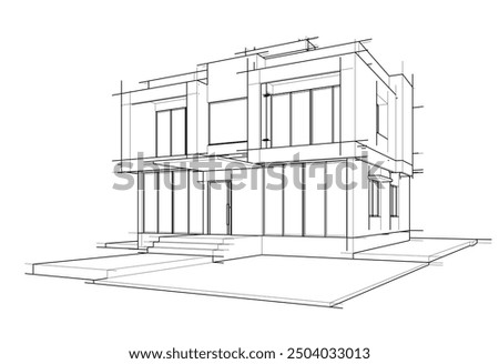 House building sketch architectural 3d illustration
