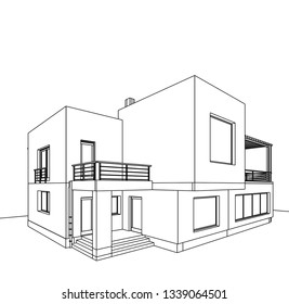 house building sketch architecture 3d illustration