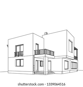 house building sketch architecture 3d illustration
