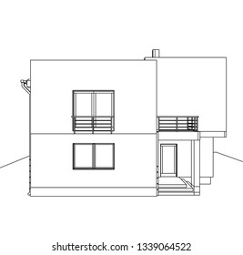 house building sketch architecture 3d illustration