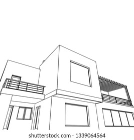 house building sketch architecture 3d illustration