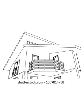 house building sketch architecture 3d illustration
