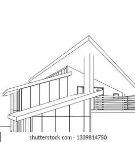 house building sketch architecture 3d illustration