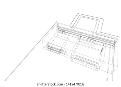 house building sketch architecture 3d illustration