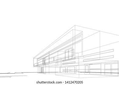 house building sketch architecture 3d illustration