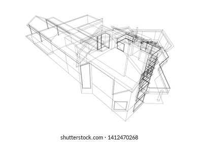 house building sketch architecture 3d illustration