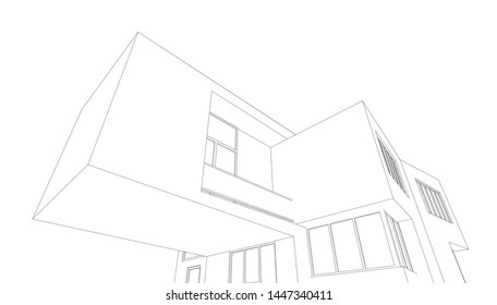 house building sketch architecture 3d illustration