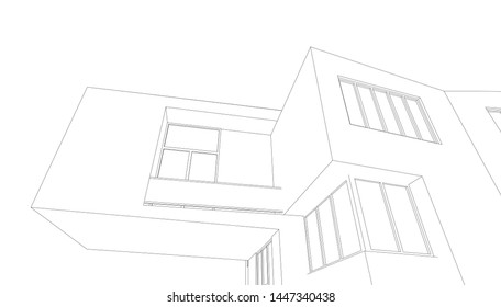 house building sketch architecture 3d illustration