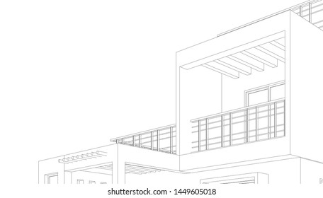 house building sketch architecture 3d illustration