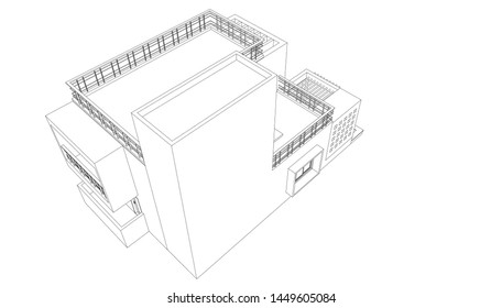 house building sketch architecture 3d illustration