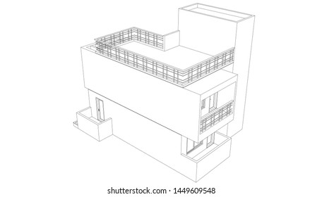 house building sketch architecture 3d illustration
