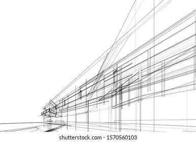 house building sketch architecture 3d illustration
