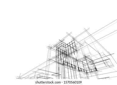 house building sketch architecture 3d illustration