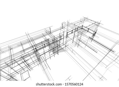 house building sketch architecture 3d illustration