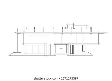 house building sketch architecture 3d illustration