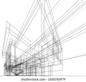 house building sketch architecture 3d illustration