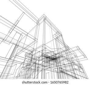 house building sketch architecture 3d illustration