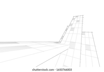house building sketch architecture 3d illustration