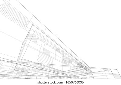 house building sketch architecture 3d illustration