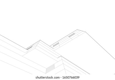 house building sketch architecture 3d illustration
