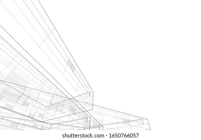 house building sketch architecture 3d illustration