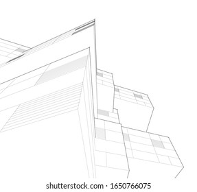 house building sketch architecture 3d illustration