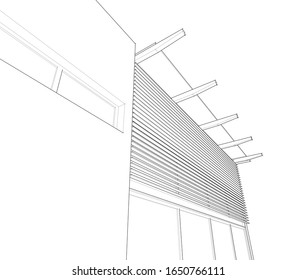 house building sketch architecture 3d illustration