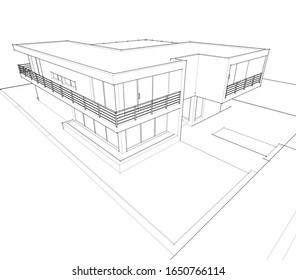 house building sketch architecture 3d illustration