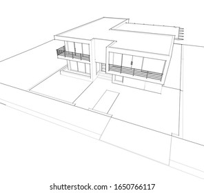 house building sketch architecture 3d illustration