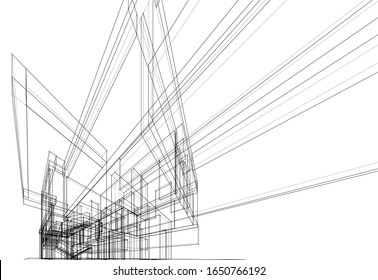house building sketch architecture 3d illustration