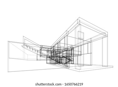 house building sketch architecture 3d illustration