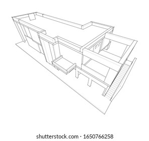 house building sketch architecture 3d illustration
