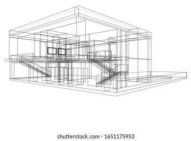 house building sketch architecture 3d 