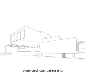 house building sketch architecture 3d illustration