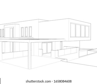 house building sketch architecture 3d illustration