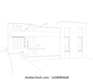 house building sketch architecture 3d illustration