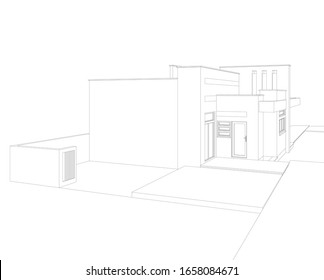 house building sketch architecture 3d illustration