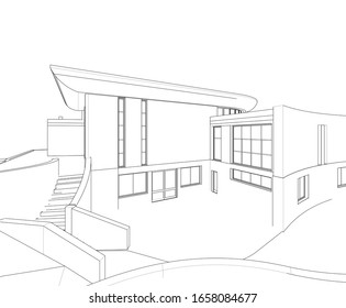 house building sketch architecture 3d illustration