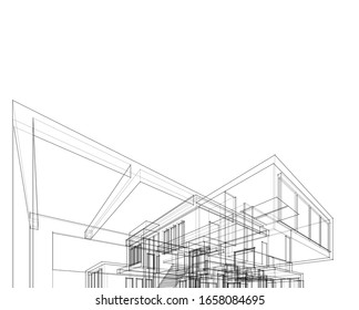 house building sketch architecture 3d illustration