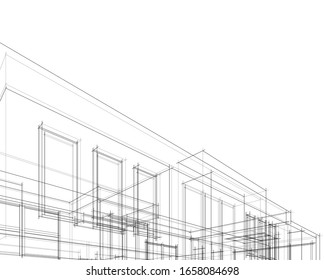 house building sketch architecture 3d illustration