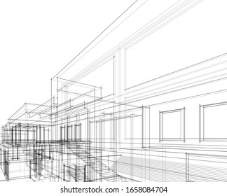 house building sketch architecture 3d illustration