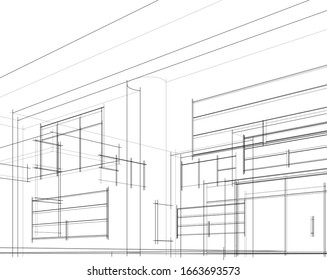 house building sketch architecture 3d illustration