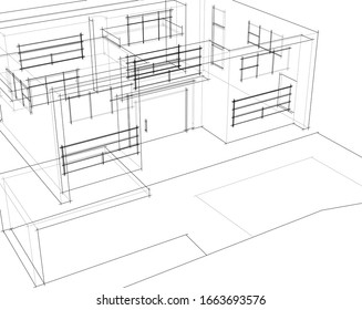 arquitectura del edificio de la casa Dibujo 3d