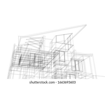 house building sketch architecture 3d illustration