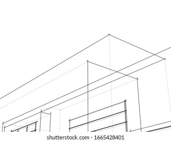 house building sketch architecture 3d illustration