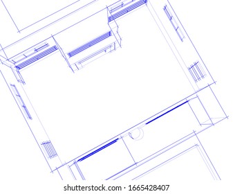 house building sketch architecture 3d illustration