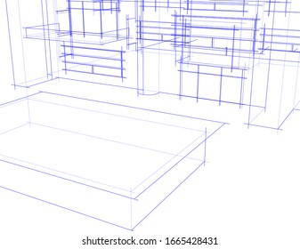 house building sketch architecture 3d illustration