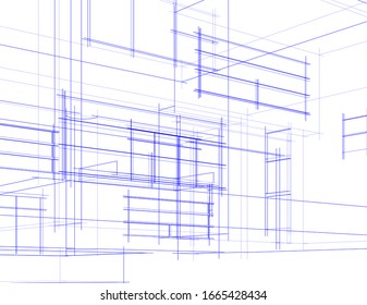 house building sketch architecture 3d illustration